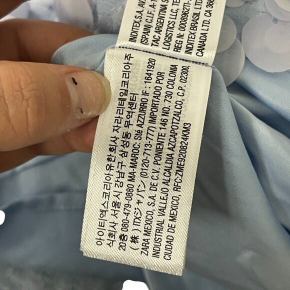 Zara Womens Mini Sequin Skirt Size S Light Blue Short Side Zip 3920/221 NWT - Picture 9 of 16